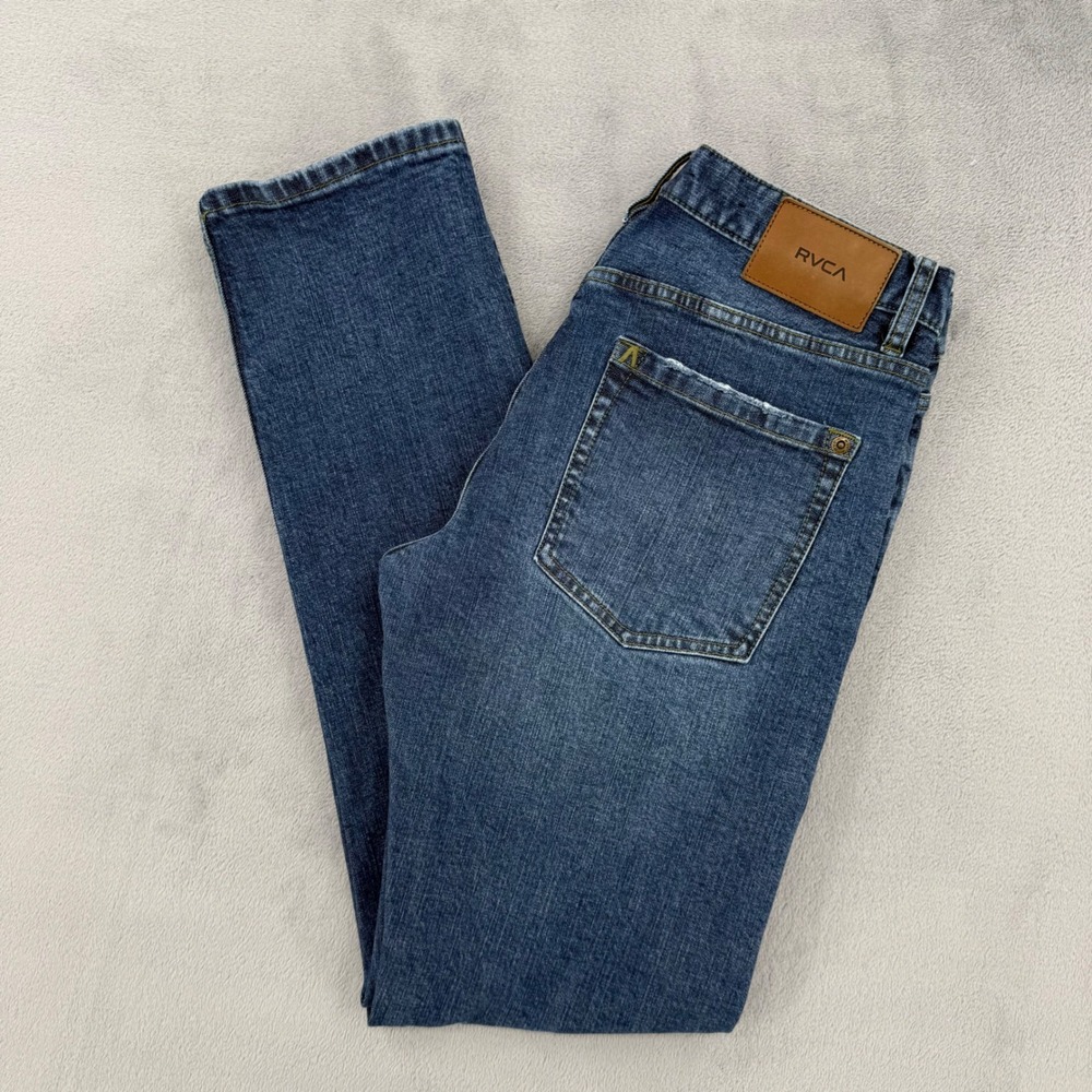 RVCA Daggers Denim Mens Slim Fit Jeans Blue Medium Wash Size 30‎